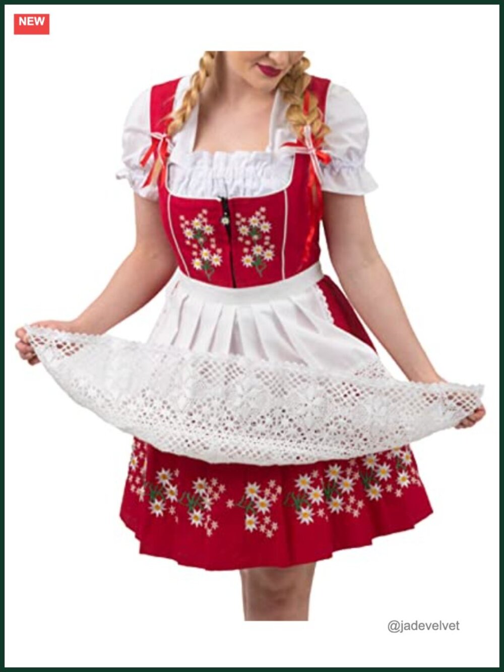 Women's 3-Piece Cotton Blend Dirndl Dress Set with Apron & Blouse